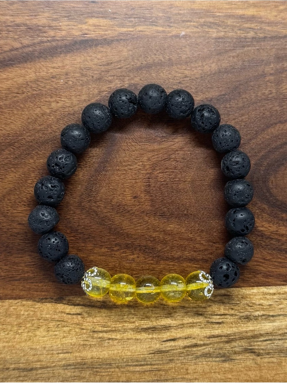 ✨ Handmade Citrine & Lava Stone Stretch Bracelet ✨